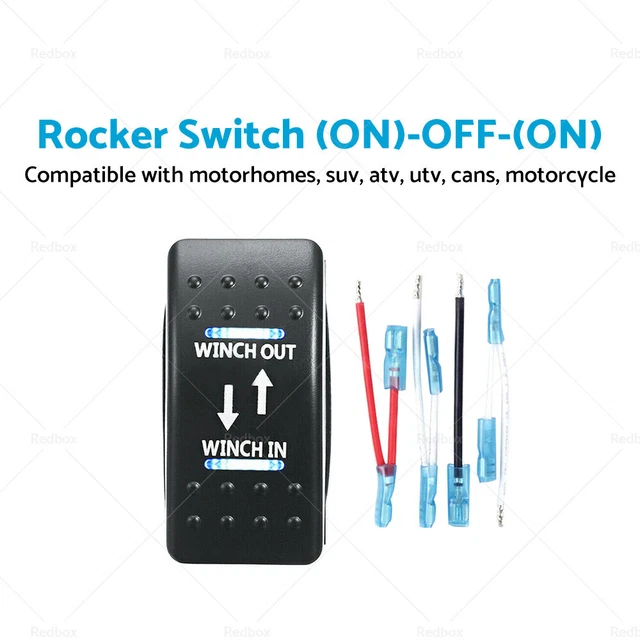 Winch In/Out Rocker Switch 7-Pin Blue LED Rocker Toggle Switch 12V-24V ON OFF ON