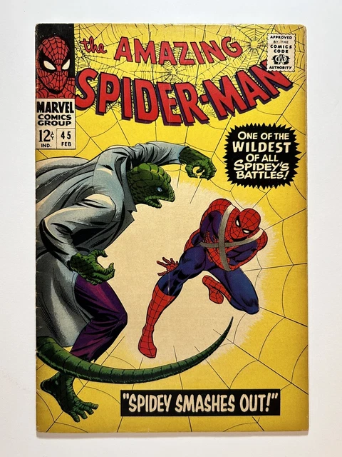 AMAZING SPIDER-MAN #45 (1966) 3rd App Lizard! John Romita Sr! Silver Age Marvel!