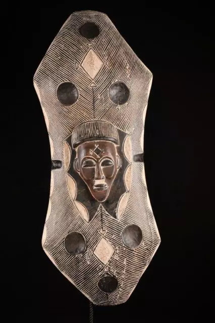 19727 Large African Authentic Chokwe Sheild Mask DR Congo