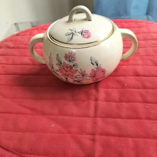 Wood's Ivory Ware Sugar Bowl with Lid