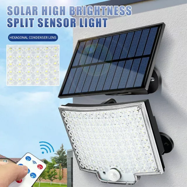 LED Solar Motion Sensor Light Outdoor IP65 Yard Garden Wall Security Flood Lamp