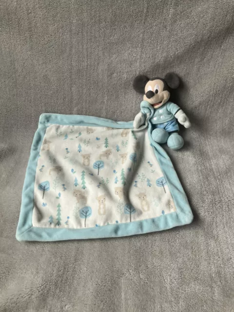 Baby Disney Store Mickey Mouse Forest Bear Blue Comfort Blanket Plush Soother