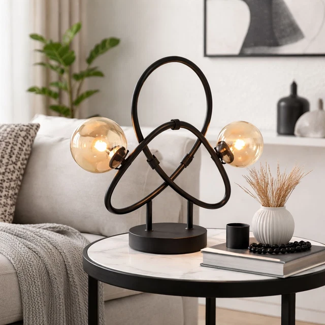 Lampe à poser Led H. 62 cm CIRCLE LOOPING Noire - Lampe à poser