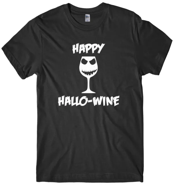 T-shirt Halloween Happy Hallo-Wine zucca da uomo divertente unisex