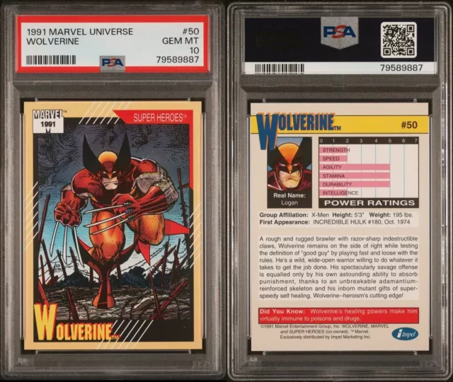 1991 Impel Marvel Universe Series II Heroes Wolverine #50 PSA 10 GEM Mint