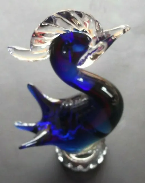 Elegante figura de cristal de pato cisne, pisapapeles azul, arte Murano,...