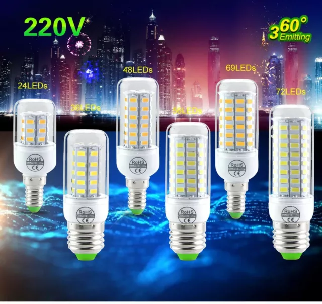 Bombilla de led tipo mazorca lámpara SMD 5730 luz luces corn bulb 360º E27 E14 2