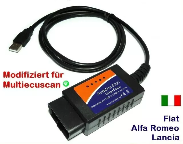 Interface AutoDia, Adapter für Fiat Alfa Romeo Lancia OBD2 Diagnose ELM Version