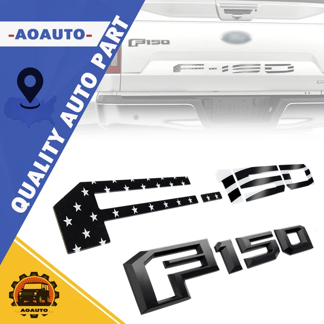 2X For F-150 2018-20 Tailgate Insert Letter Black US Flag Emblem 3D Hollow Badge