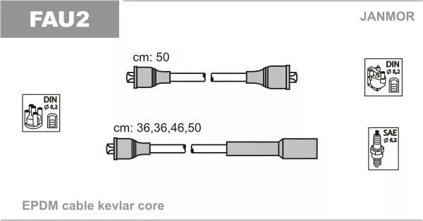 JANMOR Kit de câbles d'allumage Jeu De Câbles d'Allumage FAU2 7mm