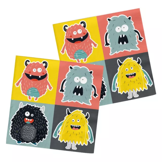 Folat 68352 Napkins Monster Bash 33 x 33 cm Pack of 20 Multi-Coloured