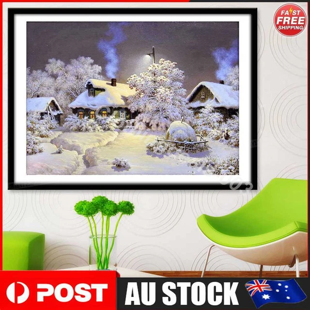 5D DIY Diamonds Drawing Full Round Drill Snowhouse Landscape Picture Home Decor