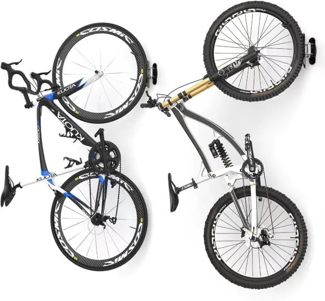 2-Pack Swivel Bike Wall Hangers, Wall Mount Bike Hooks for Garage Vertical Space