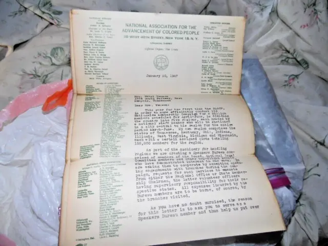 1947  Letter From NAACP To Famous Mrs.Venson,Signed Donald Jones,For Membership