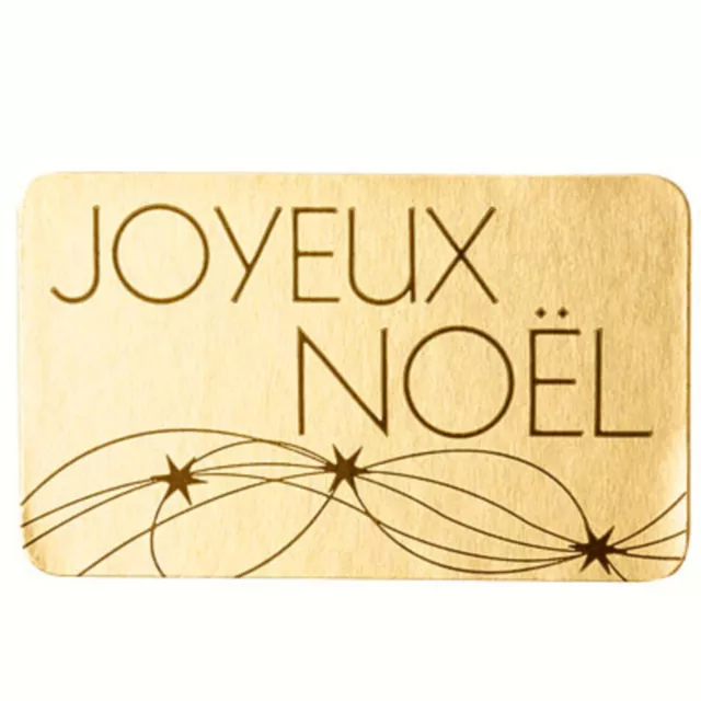 lot 50 etiquettes stickers joyeux noel f jaune or neuf