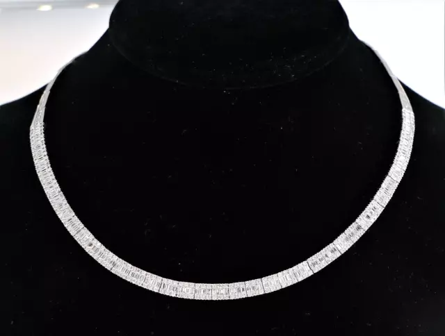 $17,000 BH EFFY Classique 14K White Gold 4.16ct Baguette Round Diamond Necklace