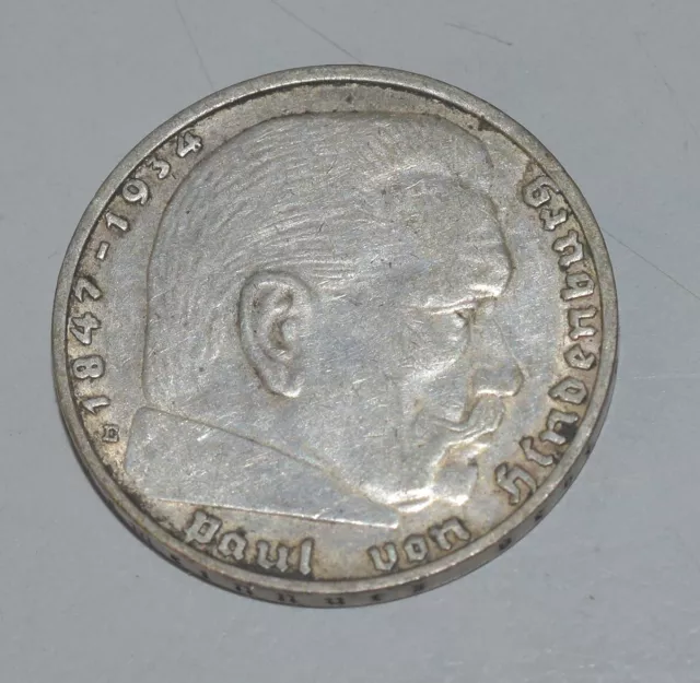 Deutsches Reich 2 Reichsmark 1937 E »Paul von Hindenburg«, Silber ungereinigt