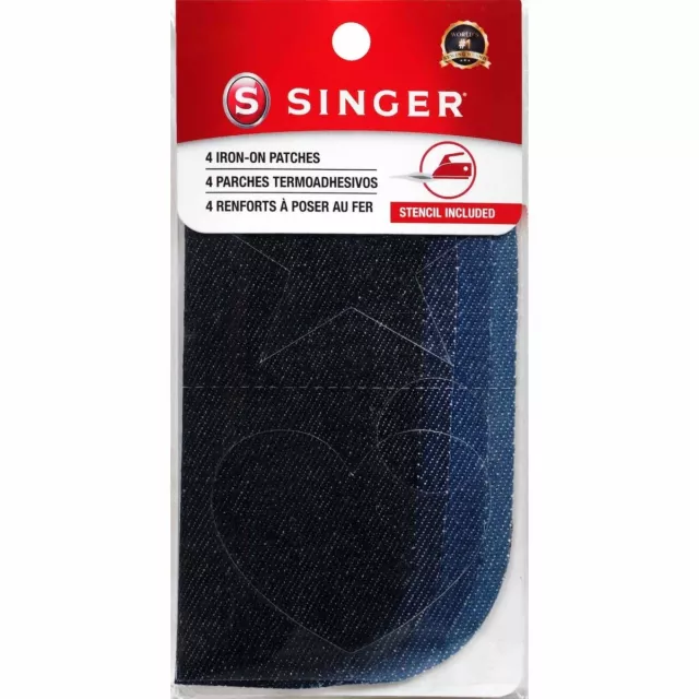 Singer Iron-on Denim Patches 5"X5" 4/Pkg-Blue 00011