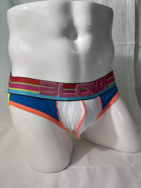 Andrew Christian Blow W/Show It Jockstrap Neon Yellow Blue Orange Sz X