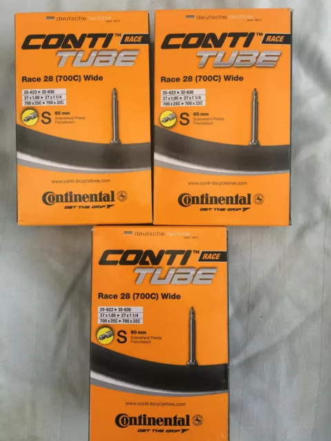 Continental Race 28 Wide Road Bike Tubes 700C 25-32mm 60mm Valve 3 Pack *New*