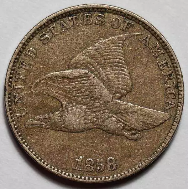 1858 Flying Eagle Cent - Large Letters - US 1c Penny Coin - L43