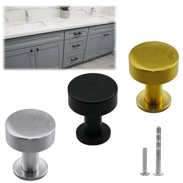 Modern Solid Stainless Steel Round Kitchen Cabinet Handles Door Drawer Pull Knob