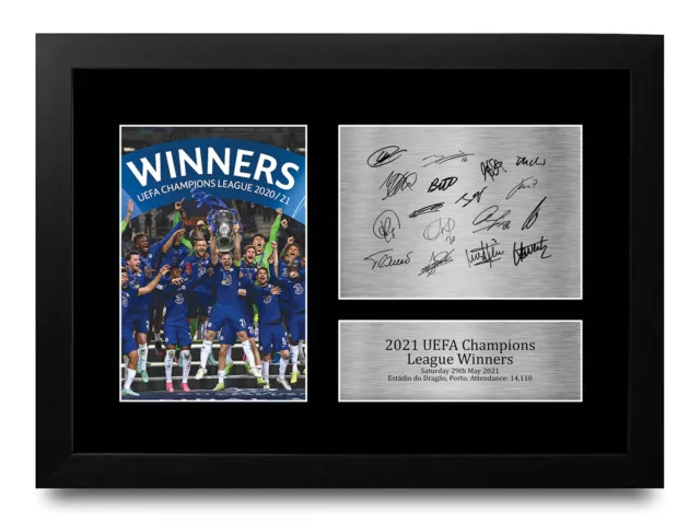 Chelsea 2021 European Cup Winners Printed Autographed Picture for Football Fan