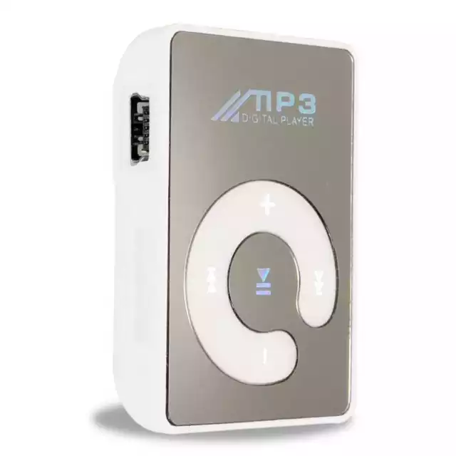 Mini Lettore Mp3 Player Specchio Clip USB Supporta Micro SD 2 4 8 32 Gb Bianco