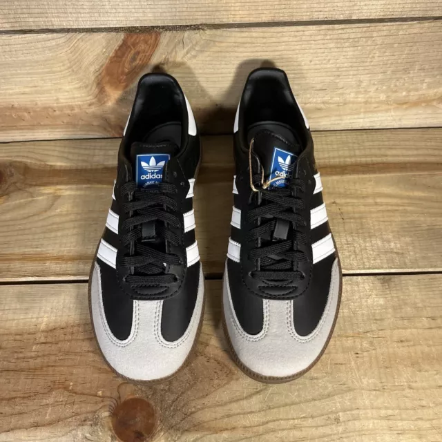 NEW Kids Size 2 - Adidas Samba OG J “Black White Gum” Low Lifestyle Shoes GZ8349