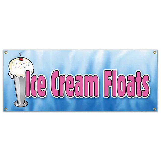 ICE CREAM FLOATS BANNER SIGN cones sundae soda banana split homemade £