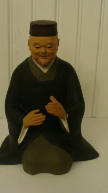 Rare Vintage Japanese Hakata Urasaki Clay Doll Washable Elder Man Figurine Japan