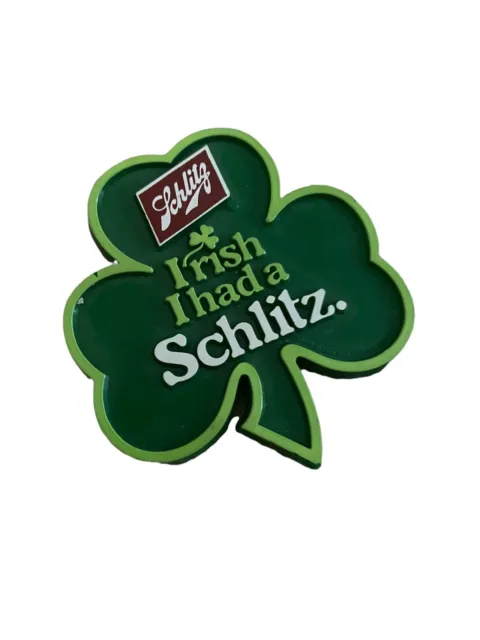 Vtg Irish I Had A Schlitz 4 Leaf Clover Pinback Pin Beer 1981 Button Shamrock