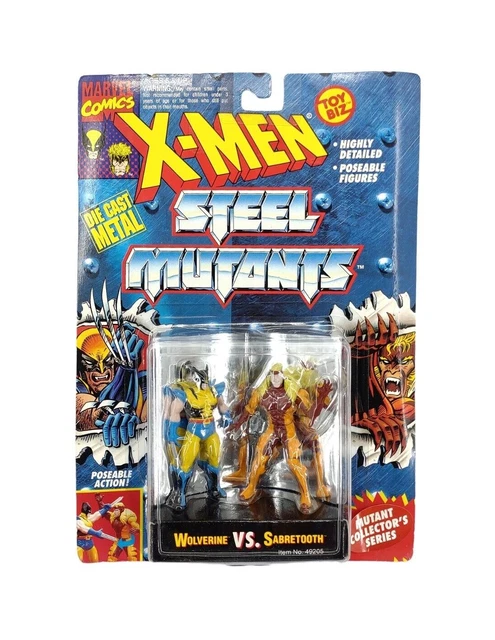 1994 X-MEN Steel Mutants Wolverine Vs Sabretooth Action Figures NEW Die Cast