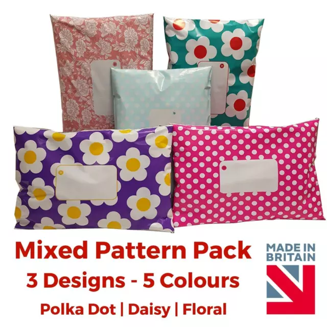 Printed Mailing Postage Bags - MIXED PACK - Postal Poly Polka Dot Floral Daisy