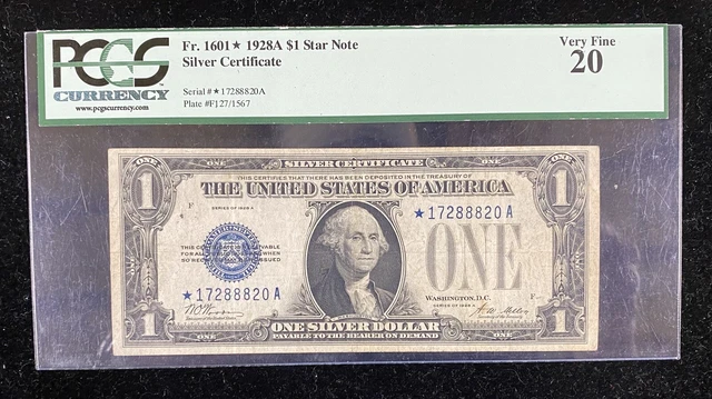 1928 A $1 Silver Certificate Star Note PCGS VF 20