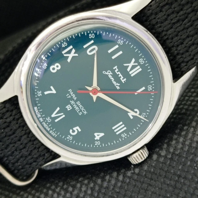 GENUINE VINTAGE HMT JANATA WINDING INDIAN MENS GREEN WATCH 568c-a301590-3