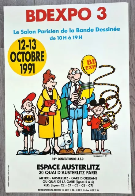 Rare Eo 1991 Affiche Frank Margerin 22° Convention De La Bd Paris Austerlitz