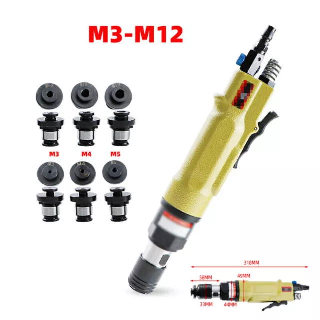 400RPM Pneumatic Tapping Machine M3-M12 Air Drill Tapper Tool + 6pc Chucks