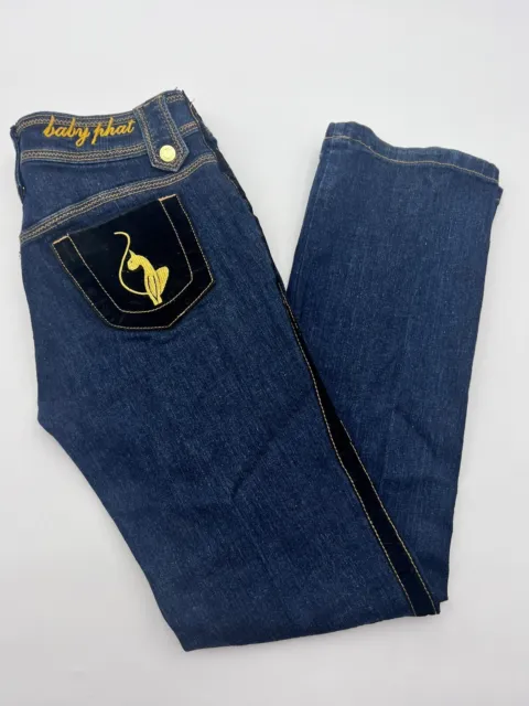 Y2k baby phat Jeans Girls Size 14 Inseam 28” Embroidered Snap Belt Loops