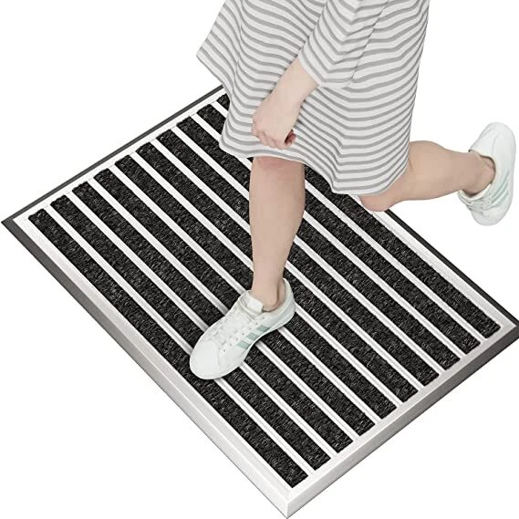 Alfombra de puerta de aluminio alfombra empotrada raspador de pies alfombrilla de pie 60x40 cm