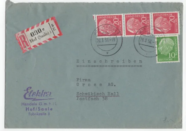 1950's Registered Covers with President Heuss Issues x 11. Lot 3.
