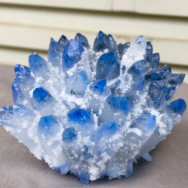 366g  New Find blue Phantom Quartz Crystal Cluster Mineral Specimen Healing 12