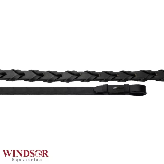 Windsor Equestrian Leather Laced Reins – BLACK or BROWN 2