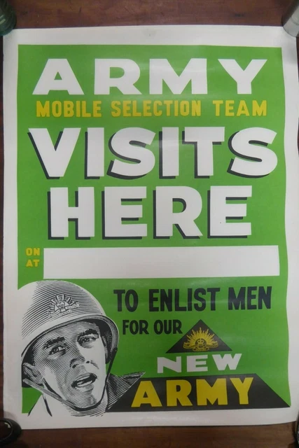 VINTAGE AUSTRALIAN ARMY Enlist Recruitment Poster Aif Rising Sun $69.00 ...