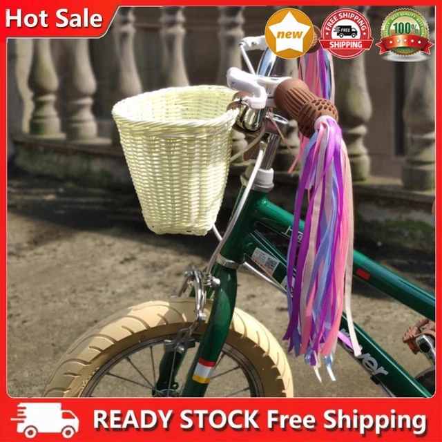 4 teile/satz Rattan Fahrrad Korb + Glocke + Quaste + Aufkleber Lagerung Korb (We