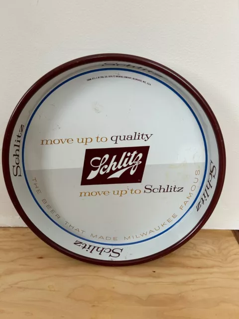 Schlitz Move Up To Schlitz Beer Serving Tray 13" 1958