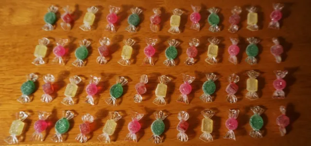 48 Mini Acrylic Christmas Candy Sparkle Sugar Ornaments Candies Home Decor NEW