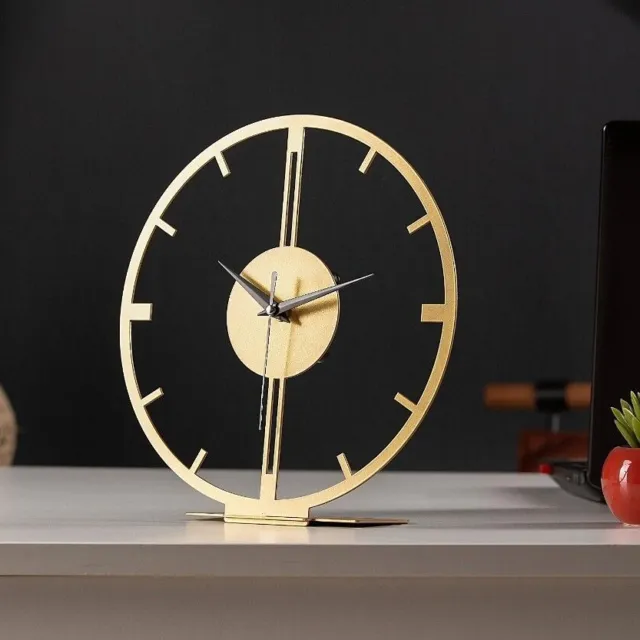 Tischuhr Dekouhr Unique Büro Office Uhr Analog Vintage Deskuhr Leise Clock Ø25CM