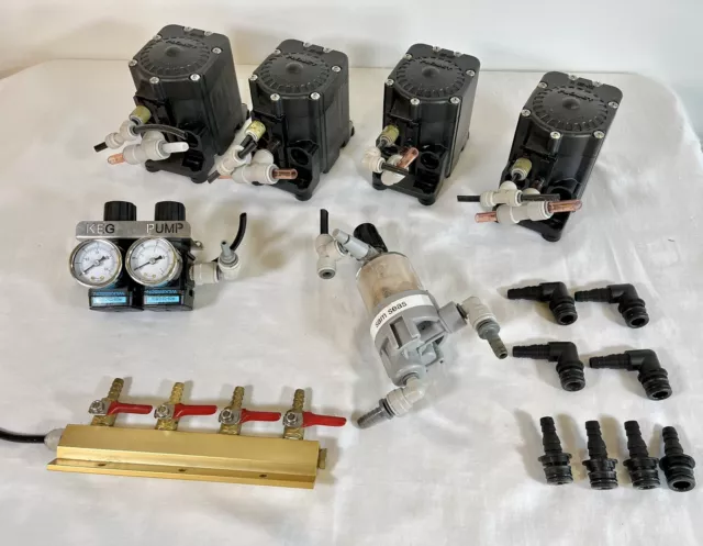 Flojet Beer Pump Set Of 4 Model G561162,Pressure Gauges,Connectors  See Pictures