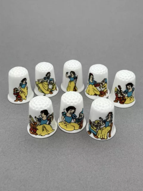 Snow White and the seven dwarfs fine bone china thimbles full set of eight